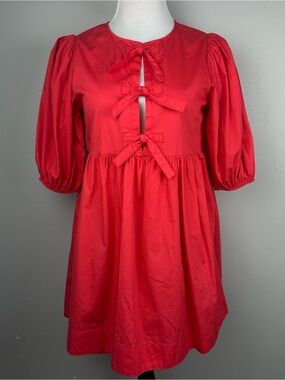 Band of the Free Coral Red Bow Front Mini Dress S